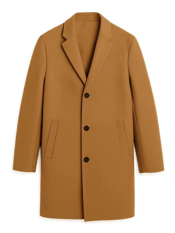 Bradley Mack Tinsel Town 2025 Kiefer Sutherland Brown Wool Coat Front