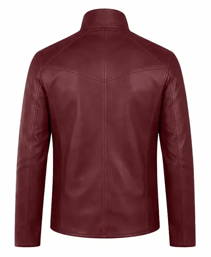 Buy Classic Burgundy Racer Leather Jacket For Men
