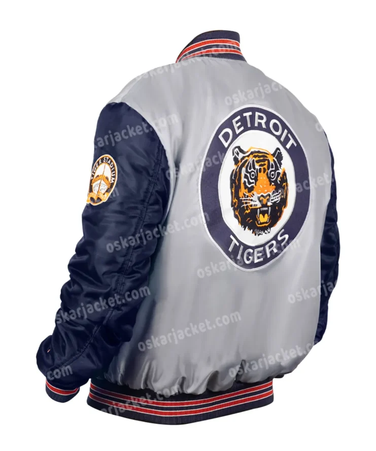 Buy Detroit Tigers Full-Snap Satin Gray and Navy Jacket