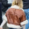 Buy NYC Sydney Sweeney Shearling Brown Leather Jacket