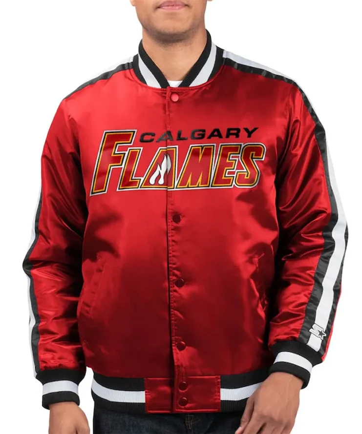 Calgary Flames Red O-Line Satin Jacket