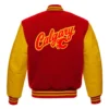 Calgary Flames Red and Gold Full-Snap Wool Varsity Jacket