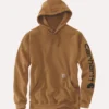 Carhartt Sleeve Logo Brown Hoodie For Sale