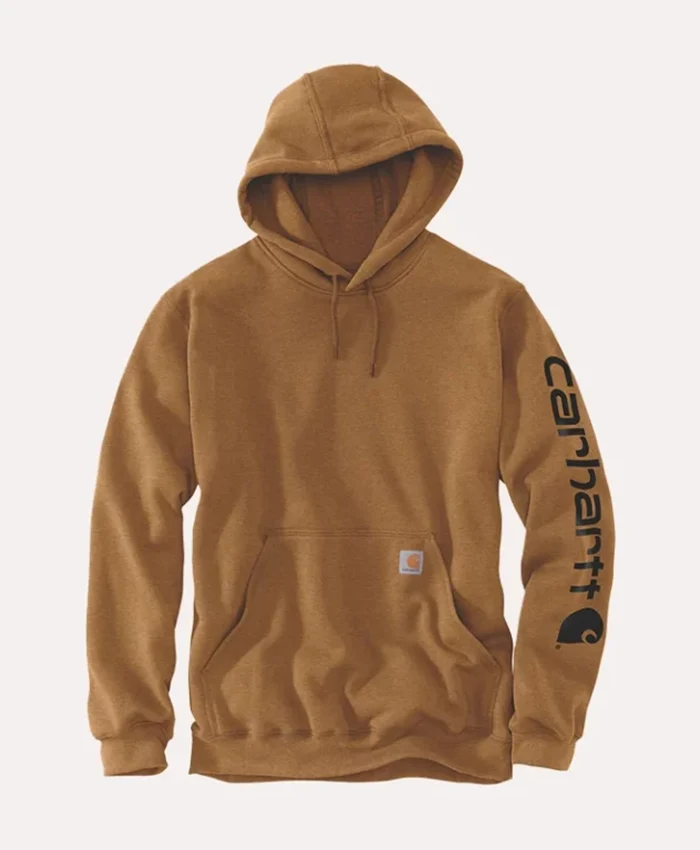 Carhartt Sleeve Logo Brown Hoodie For Sale