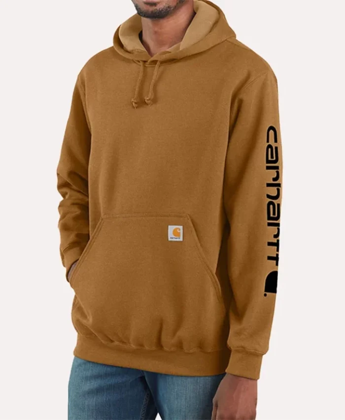 Carhartt Sleeve Logo Brown Hoodie