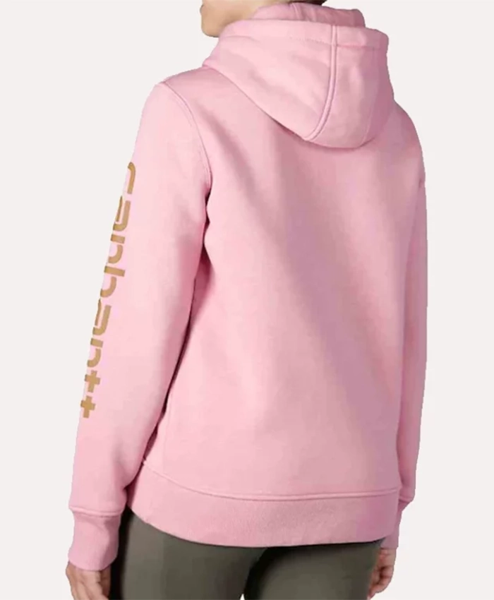 Carhartt Sleeve Logo Pink Hoodie For Sale