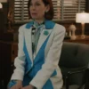 Carrie Preston Elsbeth S03 Blue and White Colorblock Suit