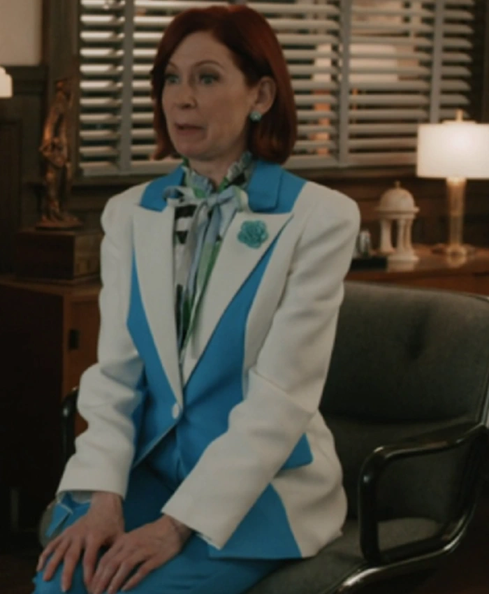 Carrie Preston Elsbeth S03 Blue and White Colorblock Suit