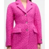 Carrie Preston Elsbeth S03 Pink Tweed Coat For Sale