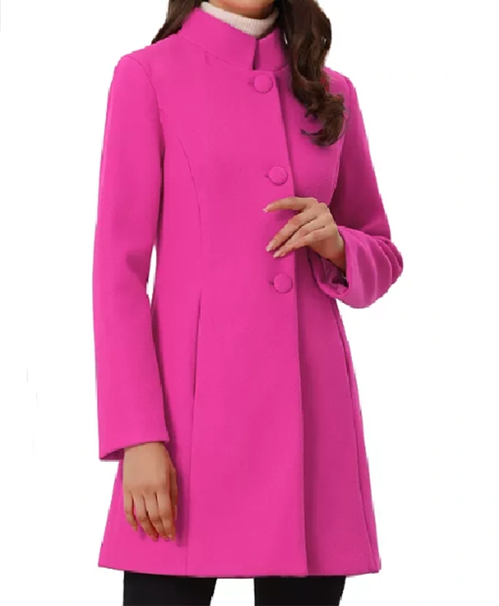 Carrie Preston Elsbeth S03 Pink Wool Coat For Sale