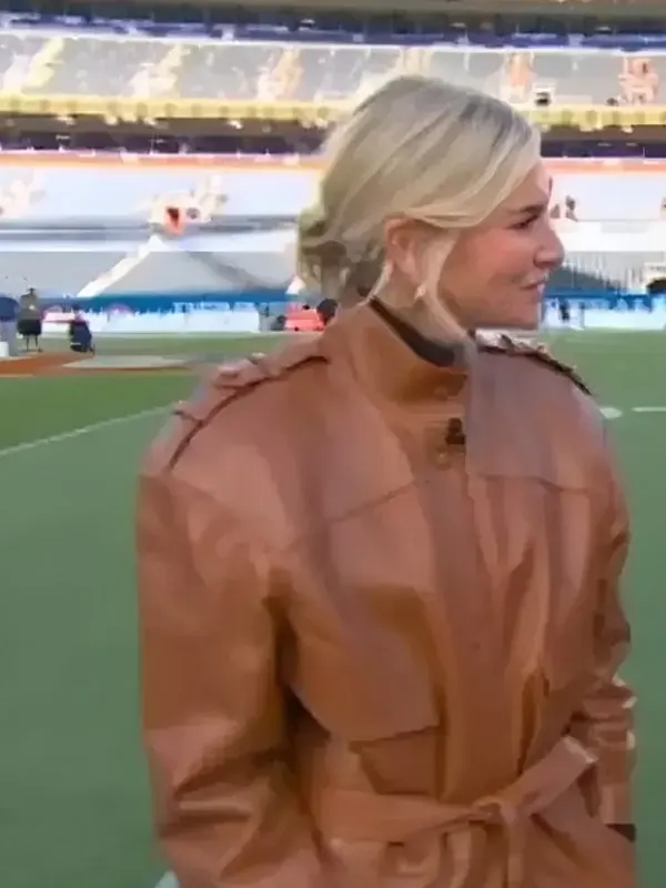Charissa Thompson Las Vegas Raiders Vs Denver Broncos Brown Leather Coat