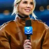 Charissa Thompson Raiders Vs Broncos Belted Leather Coat