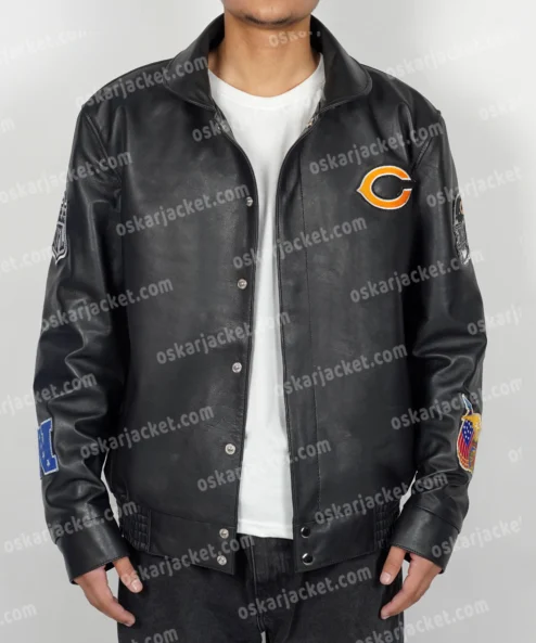 Chicago Bears Black Leather Jacket