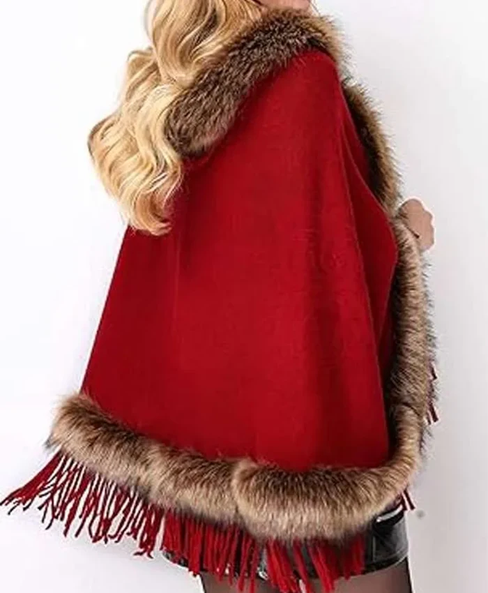 Christmas Fur Shawl Hooded Cape Wrap For Sale