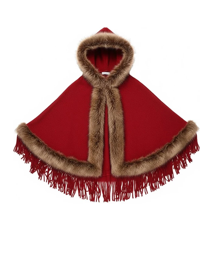 Christmas Fur Shawl Hooded Cape Wrap