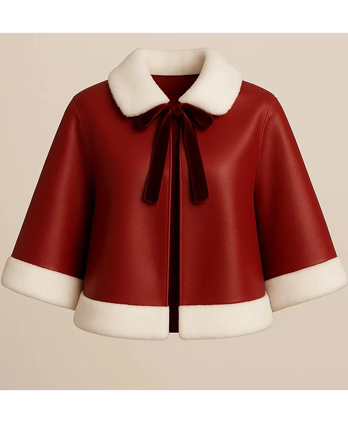 Christmas Holiday Red Leather Christmas Cape