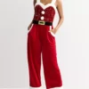 Christmas Holiday Sequin Santa Red Jumpsuit