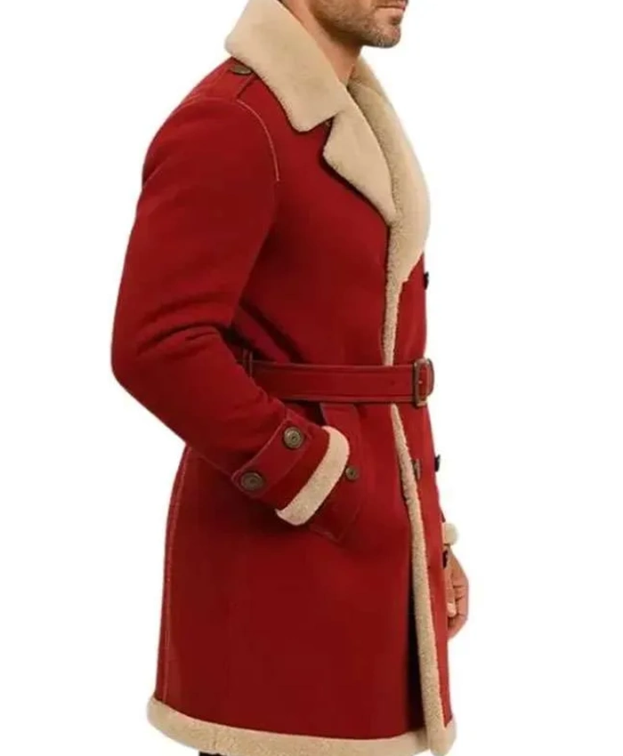 Christmas Men Red Shearling Coat For Sale