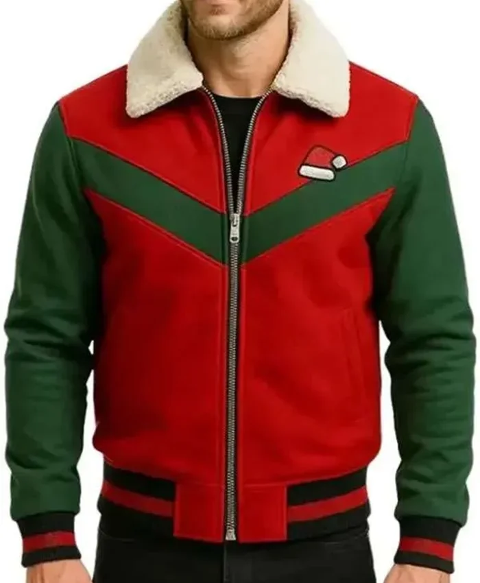 Christmas Red and Green Varsity Jacket