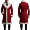 Christmas Santa Claus Red Shearling Wool Coat For Sale