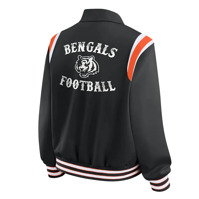 Cincinnati Bengals Lightweight Black Varsity Full-Snap Satin Jacket
