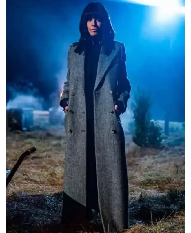 Claudia Winkleman The Celebrity Traitors Grey Coat