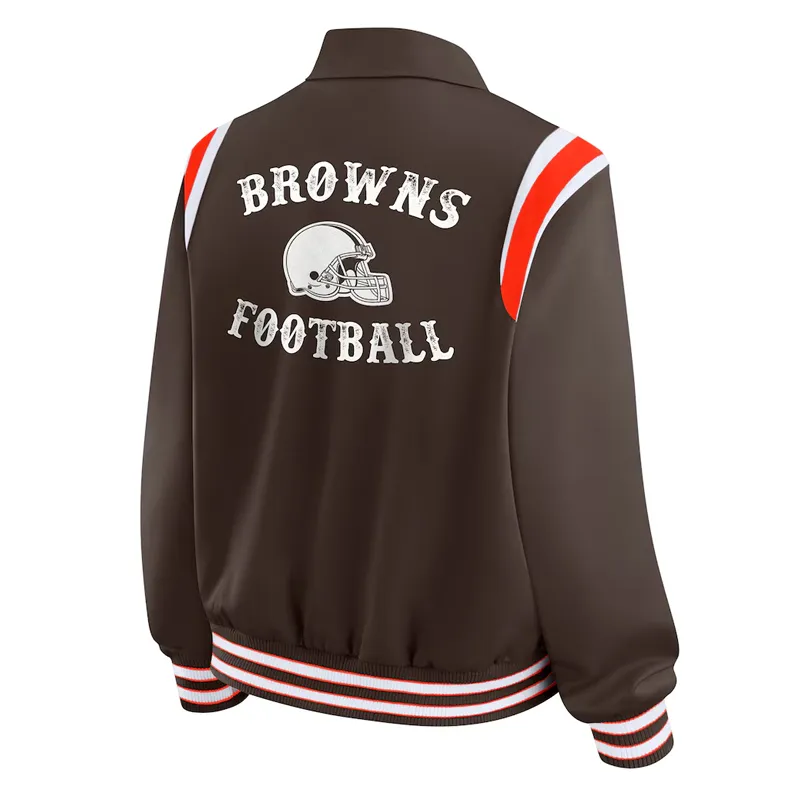 Cleveland Browns Lightweight Brown Varsity Full-Snap Satin Jacket