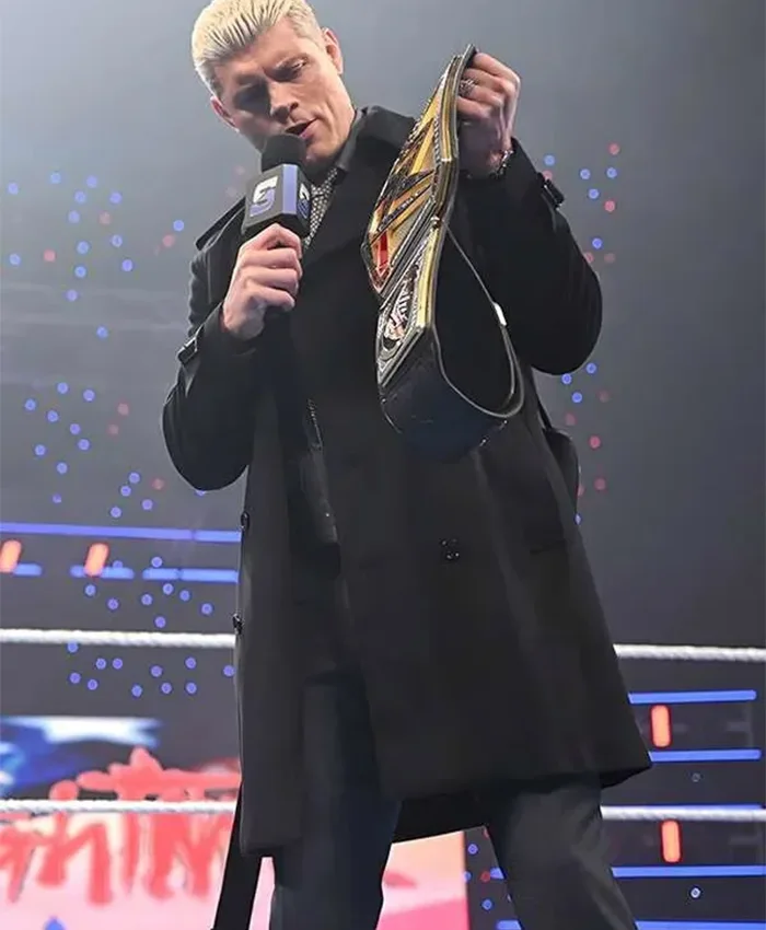 Cody Rhodes SmackDown 2025 Black Wool Coat For Sale