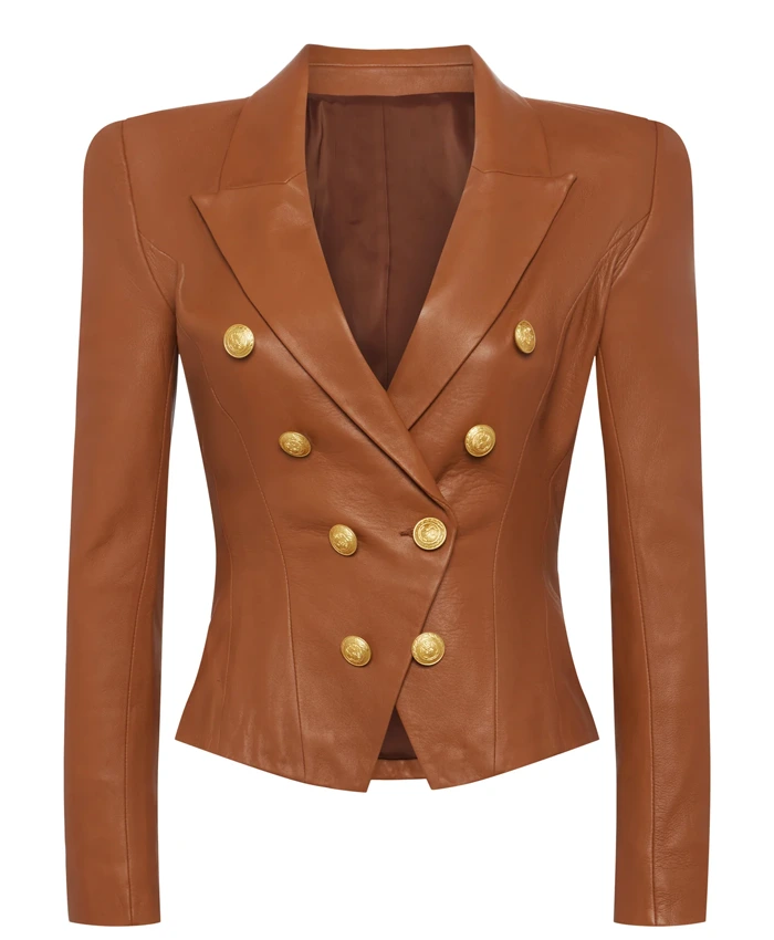 Dani Dupree Beyond the Gates Brown Leather Blazer For Sale