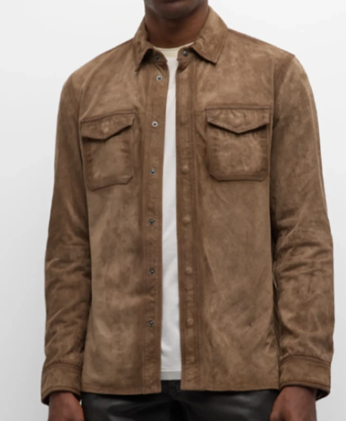 Derek Baldwin Beyond the Gates Brown Suede Jacket For Sale