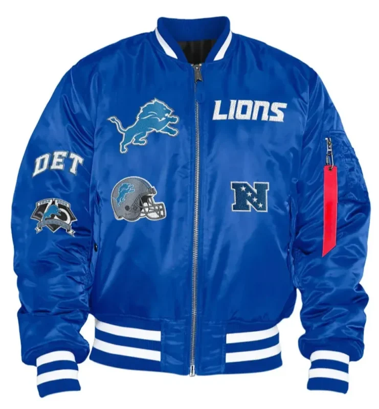 Detroit Lions Royal Blue Bomber Jacket