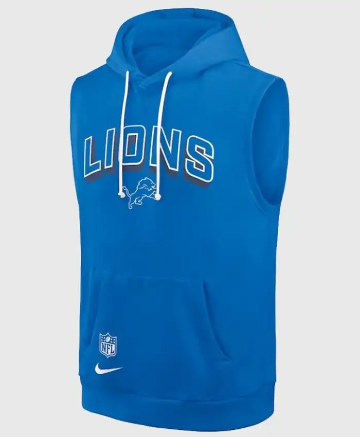 Detroit Lions Sideline Blue Sleeveless Hoodie