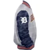 Detroit Tigers Full-Snap Satin Gray and Navy Jacket For Men and Women