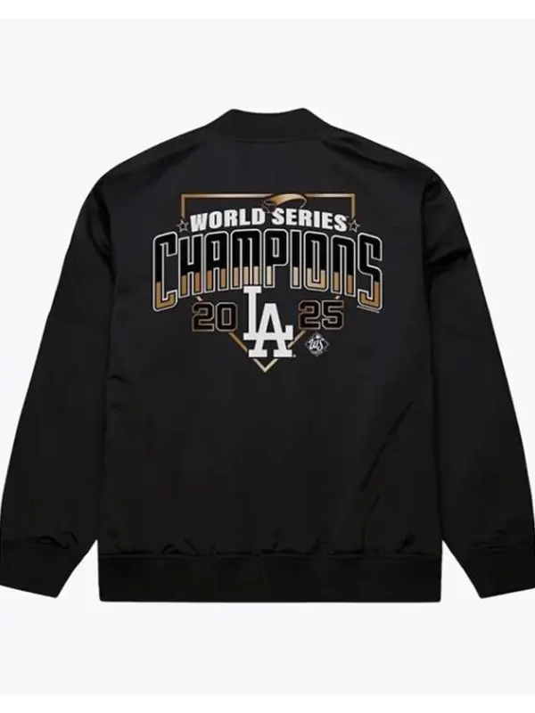 Dodgers 2025 World Series Champions Black Satin Jacket
