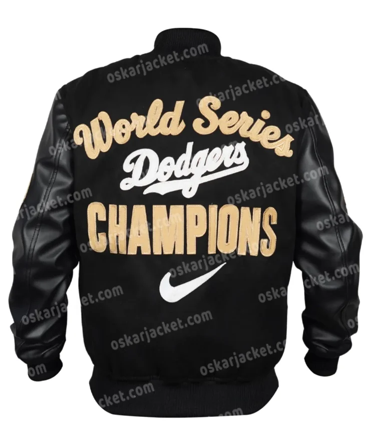 Dodgers World Series 2025 Back To Back Black Letterman Jacket