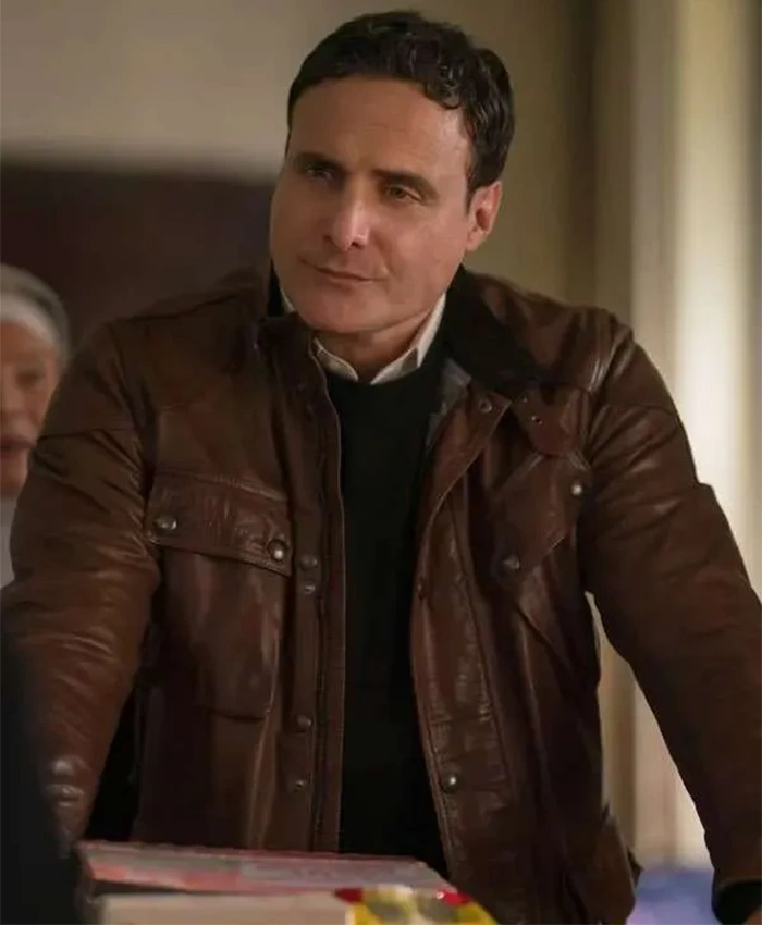 Dominic Fumusa Elsbeth S03 Brown Leather Jacket For Sale