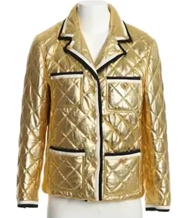 Dorinda Medley The Traitors US S04 Gold Quilted Jacket For Sale