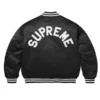 Embroidered Supreme Full-Snap Varsity Black Jacket