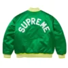 Embroidered Supreme Full-Snap Varsity Green Jacket