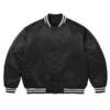 Embroidered Supreme Full-Snap Varsity Satin Black jacket