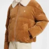 Emily Hall A Merry Little Ex-Mas Brown Corduroy Puffer Jacket For Sale