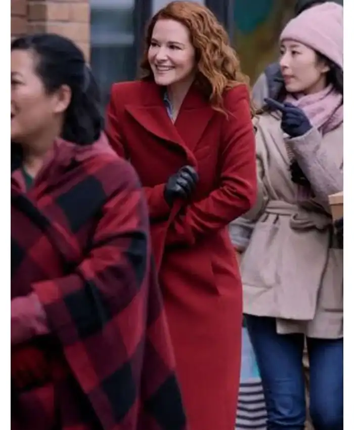 Emily Lane Tv Series Mistletoe Murders Sarah Drew Red Wool Coat