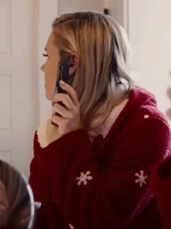 Emily Rose Movie All is Merry and Bright 2025 Jessica Red Shearling Jacket