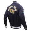Georgia Tech  Classic Full-Snap Navy Satin Bomber Jacket