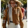 Gigi Hadid Brown Suede Bomber Jacket