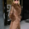 Goldie Boutilier Brown Shearling Leather Coat For Sale