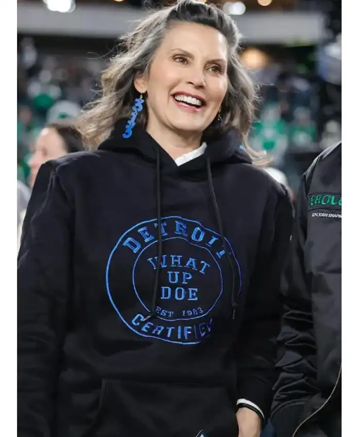 Gretchen Whitmer Detroit Certified What Up Doe Black Pullover Hoodie