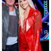 Gwen Stefani The Voice S26 Red Leather Fringe Blazer