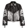 Harley Quinn Birds Of Prey Fringe Black Leather Jacket For Sale