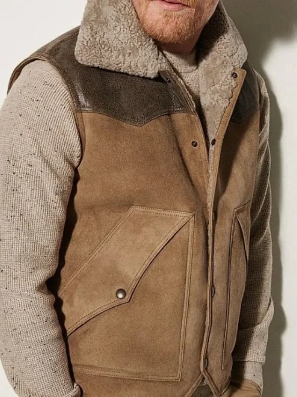 Henry Cavill Brown Shearling Fur Leather Vest